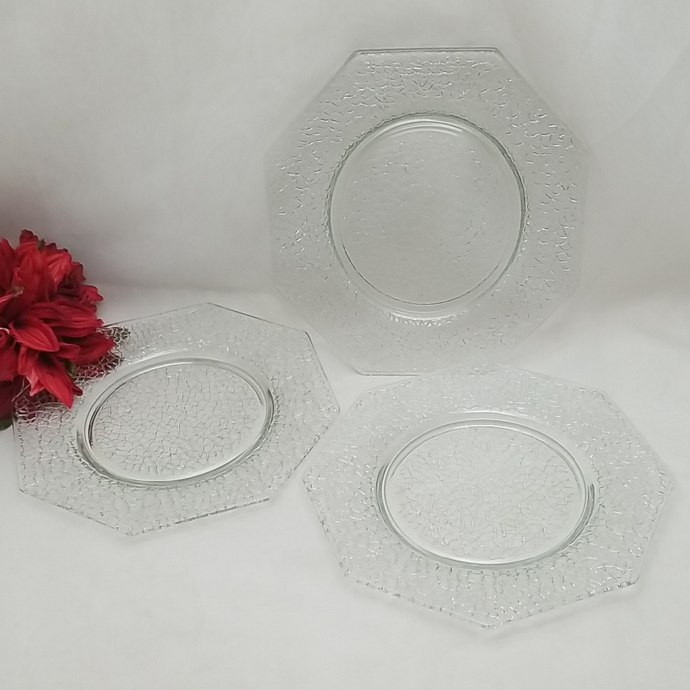 Antique LE Smith Crackled Octogon Salad Plates